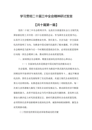 （10篇）学习贯彻二十届三中全会精神研讨发言.docx