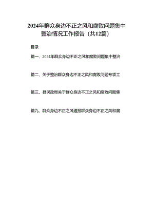 2024年群众身边不正之风和腐败问题集中整治情况工作报告（共12篇选择）.docx