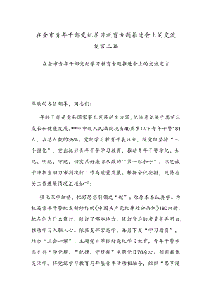 在全市青年干部党纪学习教育专题推进会上的交流发言二篇.docx