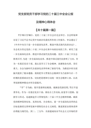 （10篇）党支部党员干部学习党的二十届三中全会公报及精神心得体会.docx