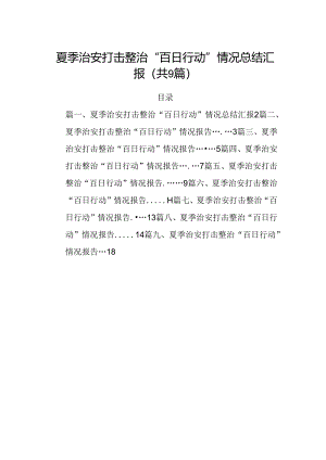 夏季治安打击整治“百日行动”情况总结汇报范本9篇（详细版）.docx