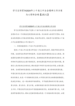 学习宣传贯彻2024年二十届三中全会精神工作方案与心得体会稿【2篇文】.docx
