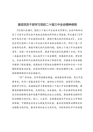基层党员干部学习党的二十届三中全会精神感悟（心得体会）.docx