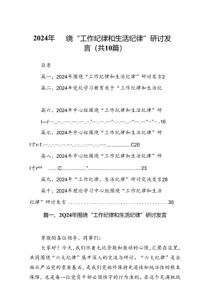 2024年围绕“工作纪律和生活纪律”研讨发言10篇（详细版）.docx