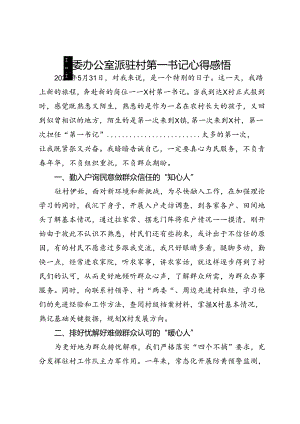 县委办公室派驻村第一书记心得感悟.docx