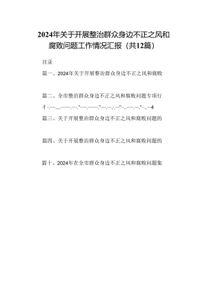 2024年关于开展整治群众身边不正之风和腐败问题工作情况汇报（共12篇）.docx