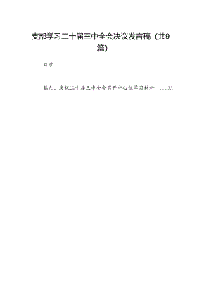 支部学习二十届三中全会决议发言稿（共9篇）.docx