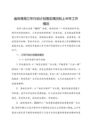 省体育局三年行动计划落实情况和上半年工作情况.docx