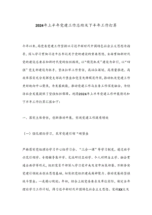 2024年上半年党建工作总结及下半年工作打算.docx