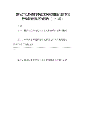 整治群众身边的不正之风和腐败问题专项行动督查情况的报告12篇（详细版）.docx