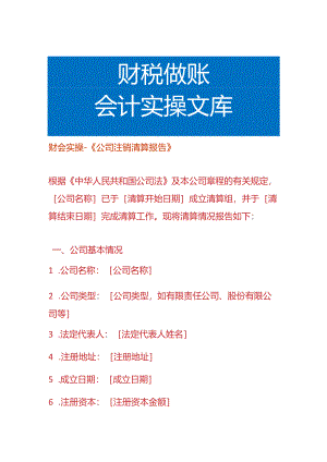 财会实操-《公司注销清算报告》.docx