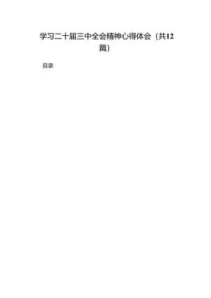 12篇学习二十届三中全会精神心得体会（精选）.docx