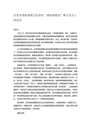 在某市消防救援支队加挂“消防救援局”牌子仪式上的讲话.docx