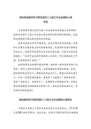 （8篇）高校思政教师学习贯彻党的二十届三中全会精神心得体会范文.docx