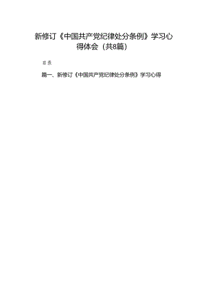 新修订《中国共产党纪律处分条例》学习心得体会例文8篇供参考.docx