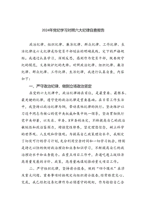 (11篇)2024年党纪学习对照六大纪律自查报告汇编.docx