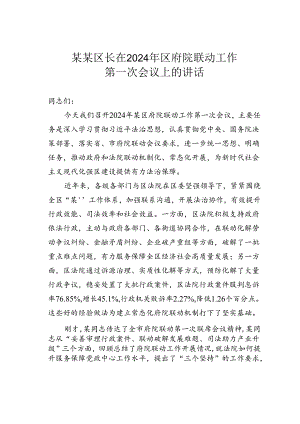 某某区长在2024年区府院联动工作第一次会议上的讲话.docx