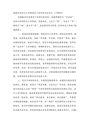 副镇长在防汛工作推进会上的经验交流发言（1246字）.docx