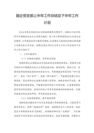 国企党支部上半年工作总结及下半年工作计划.docx