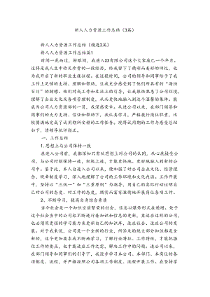 新人人力资源工作总结（3篇）.docx
