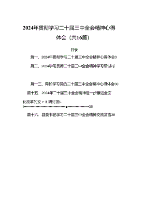 2024年贯彻学习二十届三中全会精神心得体会16篇（精选版）.docx