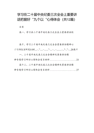 学习在二十届中央纪委三次全会上重要讲话把握好“九个以“心得体会12篇（详细版）.docx