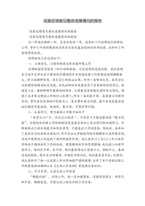 巡察反馈意见整改进展情况的报告.docx