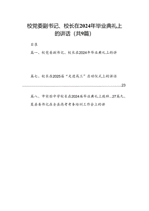 校党委副书记、校长在2024年毕业典礼上的讲话9篇（详细版）.docx