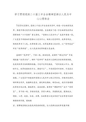 学习贯彻党的二十届三中全会精神坚持以人民为中心心得体会.docx