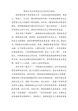 集团公司宣传思想文化总结亮点做法.docx