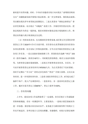 区统计局关于2024年上半年工作总结及下半年工作计划2篇.docx