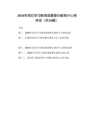 2024年党纪学习教育观看警示教育片心得体会（共16篇）.docx