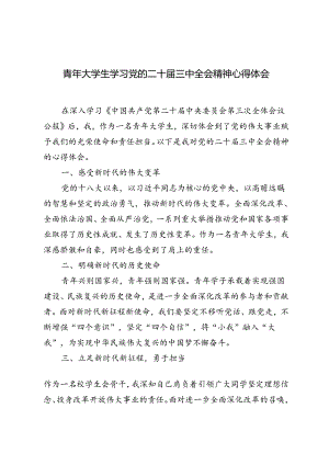 8篇 2024年青年大学生学习党的二十届三中全会精神心得体会.docx