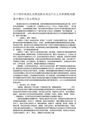 关于组织系统扎实推进群众身边不正之风和腐败问题集中整治工作心得体会.docx