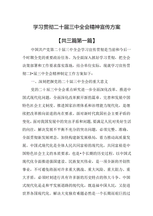 （3篇）学习贯彻二十届三中全会精神宣传方案.docx