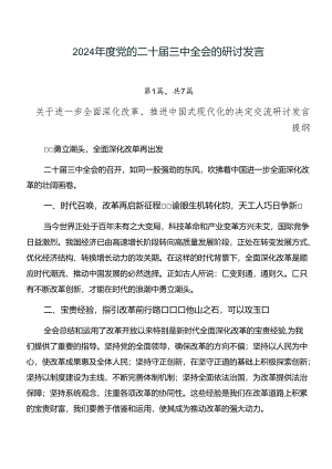 2024年度党的二十届三中全会的研讨发言.docx