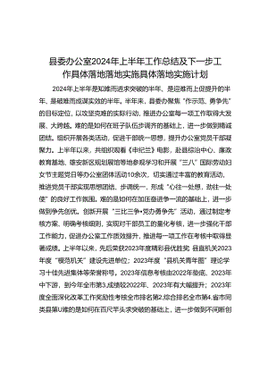 县委办公室2024年上半年工作总结及下一步工作计划.docx