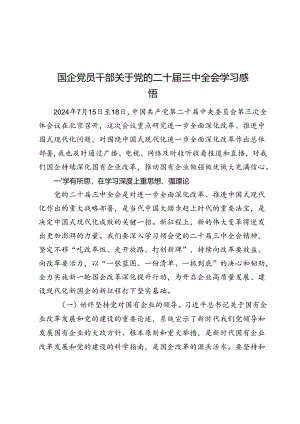 2024国企党员干部关于党的二十届三中全会学习感悟.docx