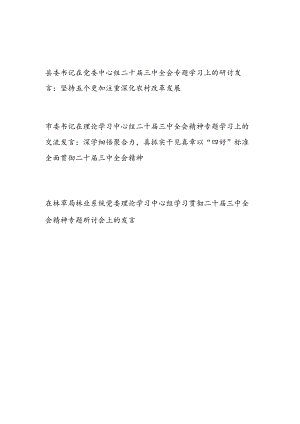 2024年在党委理论学习中心组二十届三中全会精神专题学习研讨会上的发言3篇.docx