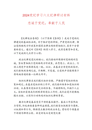 2024党纪学习六大纪律研讨材料.docx