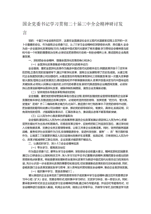 国企党委书记学习贯彻二十届三中全会精神研讨发言.docx