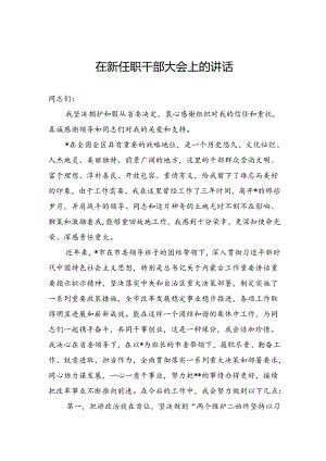 在新任职干部大会上的讲话.docx