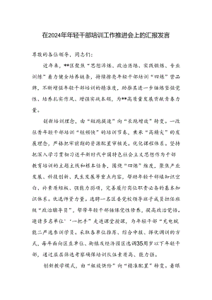 在2024年年轻干部培训工作推进会上的汇报发言范文.docx