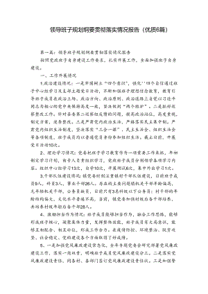领导班子规划纲要贯彻落实情况报告(优质6篇).docx