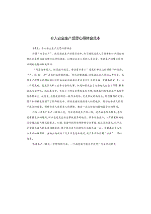 个人安全生产反思心得体会范本.docx