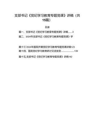 支部书记《党纪学习教育专题党课》讲稿（共15篇）.docx