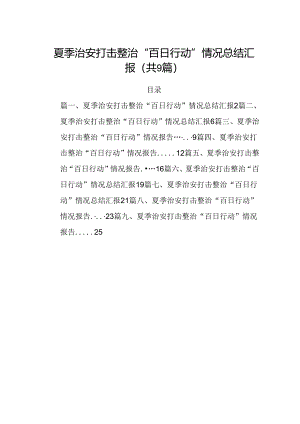 夏季治安打击整治“百日行动”情况总结汇报样本9篇（精选版）.docx