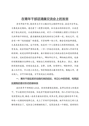 在青年干部话清廉交流会上的发言.docx