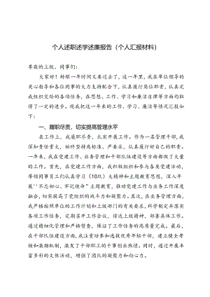 2024年个人述职述学述廉报告个人汇报材料、2024年上半年个人述职报告.docx