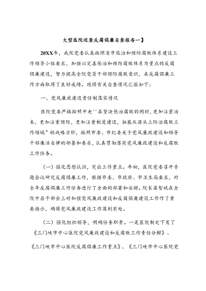 大型医院巡查反腐倡廉自查报告一.docx